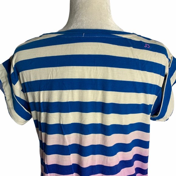 Not! Striped Ombre Tie Front T Shirt Cuffs 43PE - Picture 5 of 7